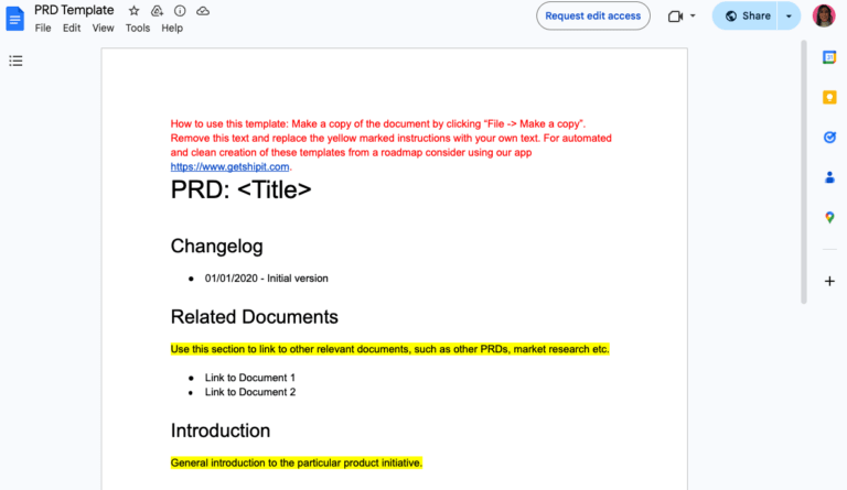 Product Requirements Document Templates PRD In Word Docs